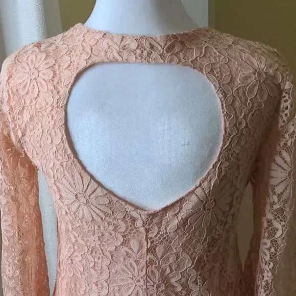 Altar'd State Small Pink Lace Dress with Fringe and Back Detail, NEW - Picture 11 of 12